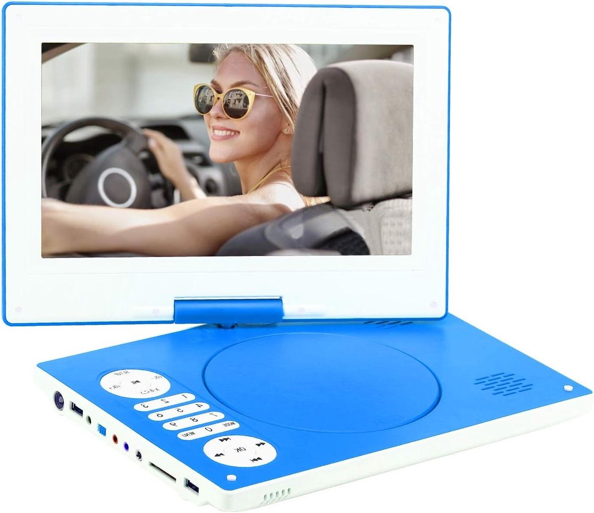 Draagbare DVD Speler - Filmscherm Auto - Reizen Entertainment - Draaibaar HD Scherm - 12.5 inch - Blauw