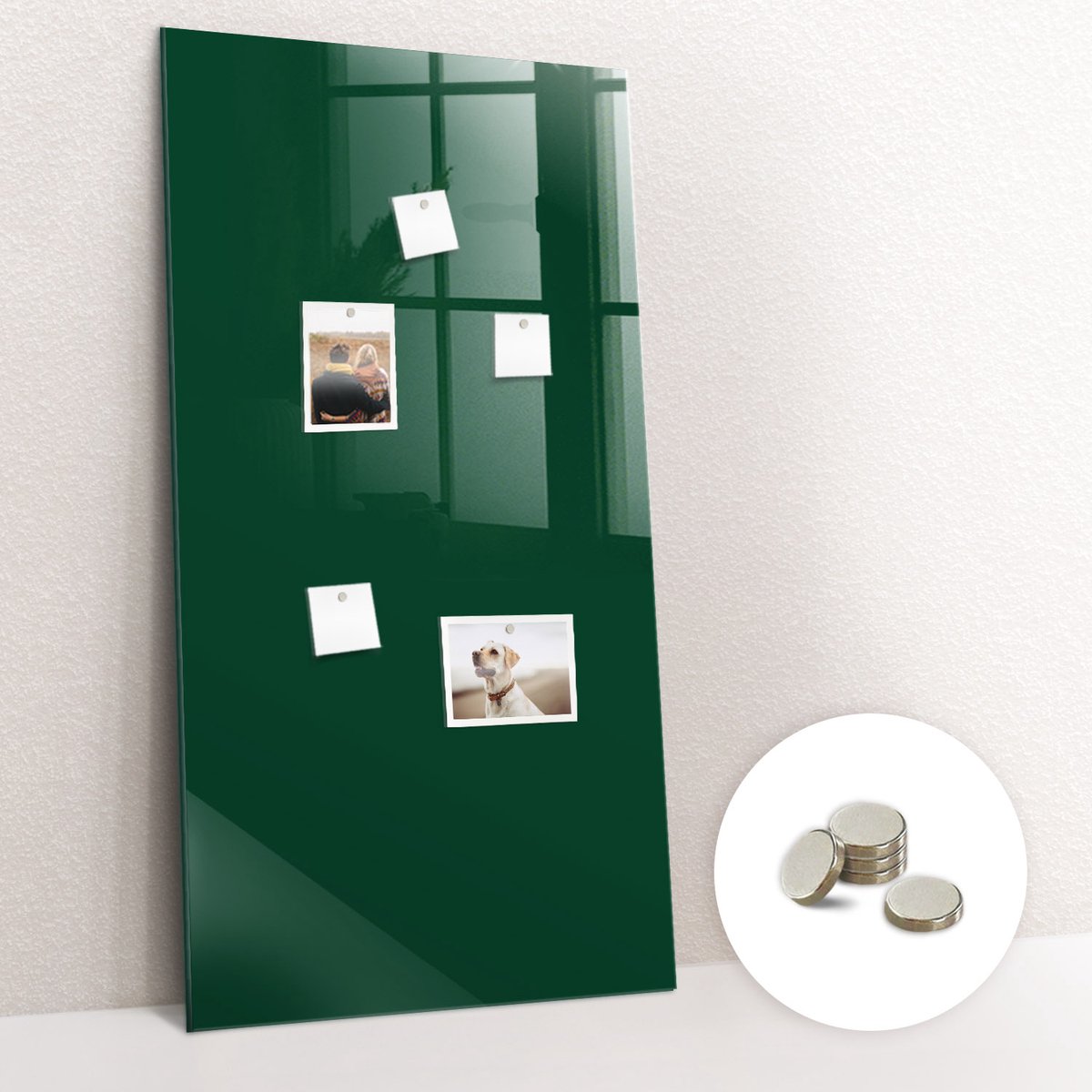 Tulup Glassboard - Kleur: flesgroen Magneetbord - 70 cm x 100 cm - Memobord Magnetisch - Decoratief Magnetisch Bord - Magnetic Board Groente - Inclusief Gratis Magneten - Magnetisch Memobord - Memobord Glas