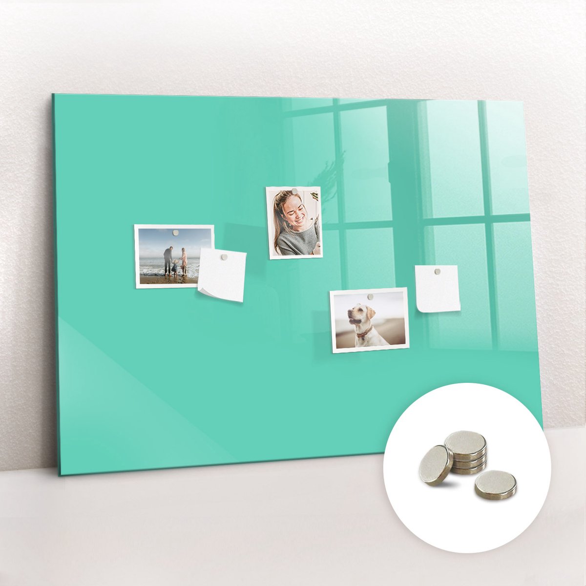 Tulup Glassboard - Turkooiskleur Magneetbord - 100 cm x 70 cm - Magnetisch Bord Kind - Organizer Muur - Magneetbord Rechthoekig Turkoois - Gratis 5 Sterke Magneten - Magnetisch Wandbord - Magnet Board