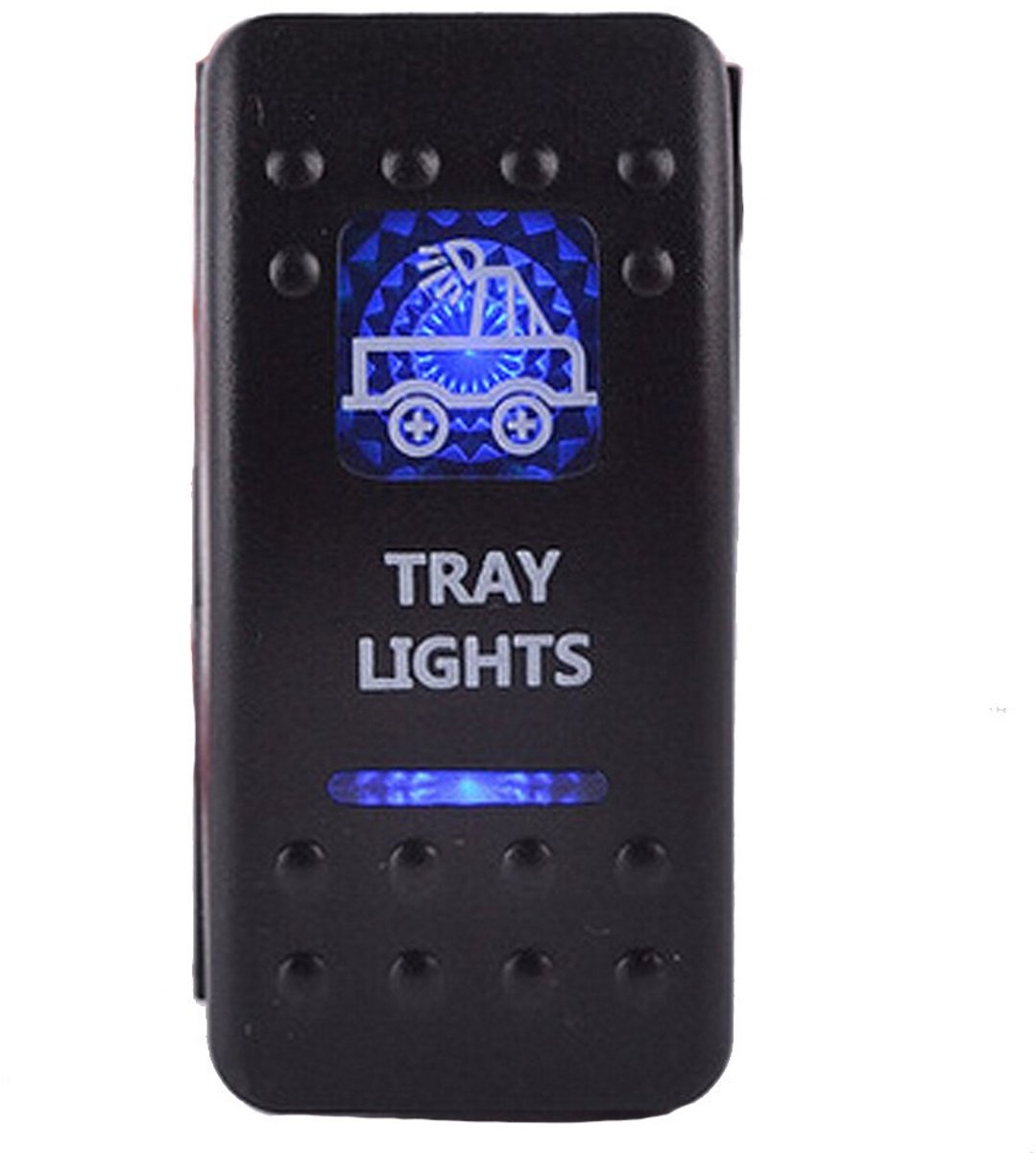 SnelShoppen - Rocker Switch 12V 20A 24V 10A met Blauwe Lichtindicator - ON/OFF Schakelaar voor Auto, Truck, Boot, Dashboard - 5Pin, Zwart, Voor Binnen