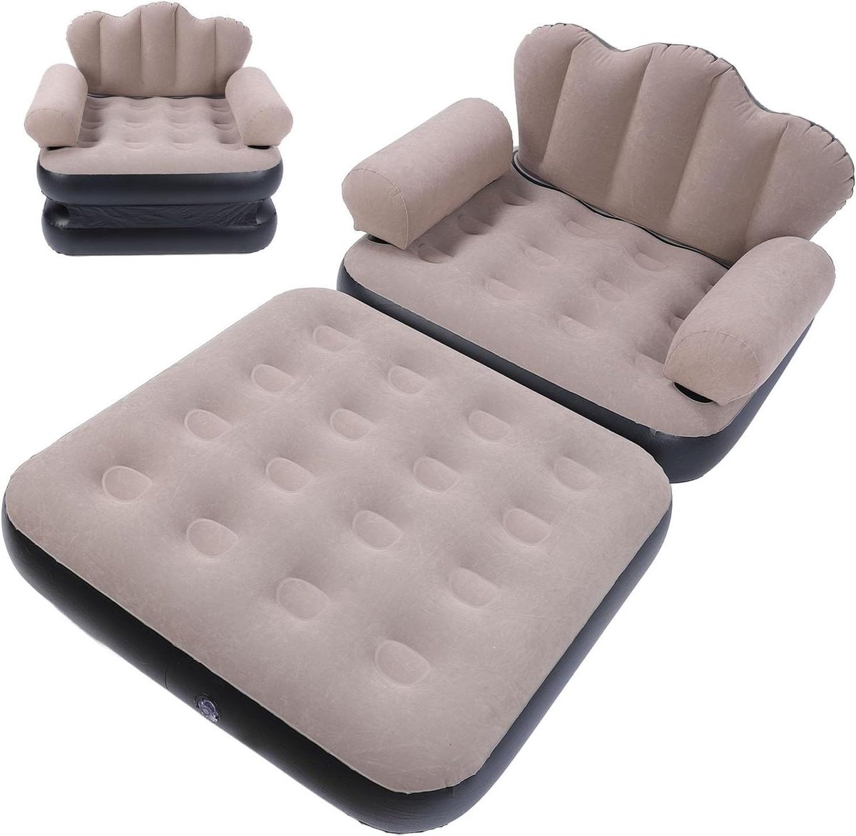 Opblaasbare Bank - Luchtbank Matras - Tijdelijk Slapen - Verdikt PVC Materiaal - 198 x 70 cm - Koffie