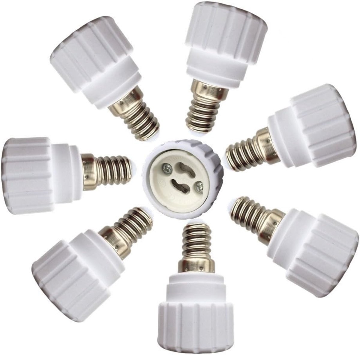 8 stuks E14 naar GU10 lampvoetadapter voor LED-lampen - ShopVlot