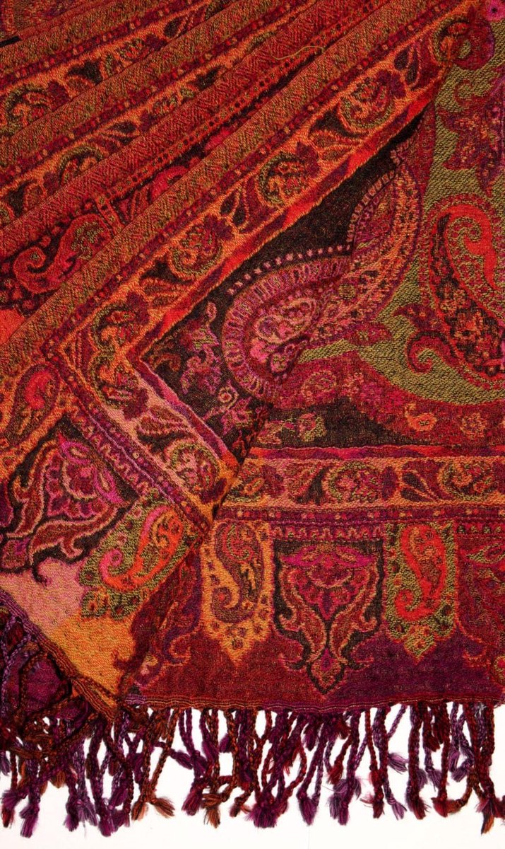 SnelShoppen - Luxe wollen deken 100% wol Jacquard geweven paisley patroon zacht en pluizig rood woondeken sofadeken voor woonkamer en slaapkamer
