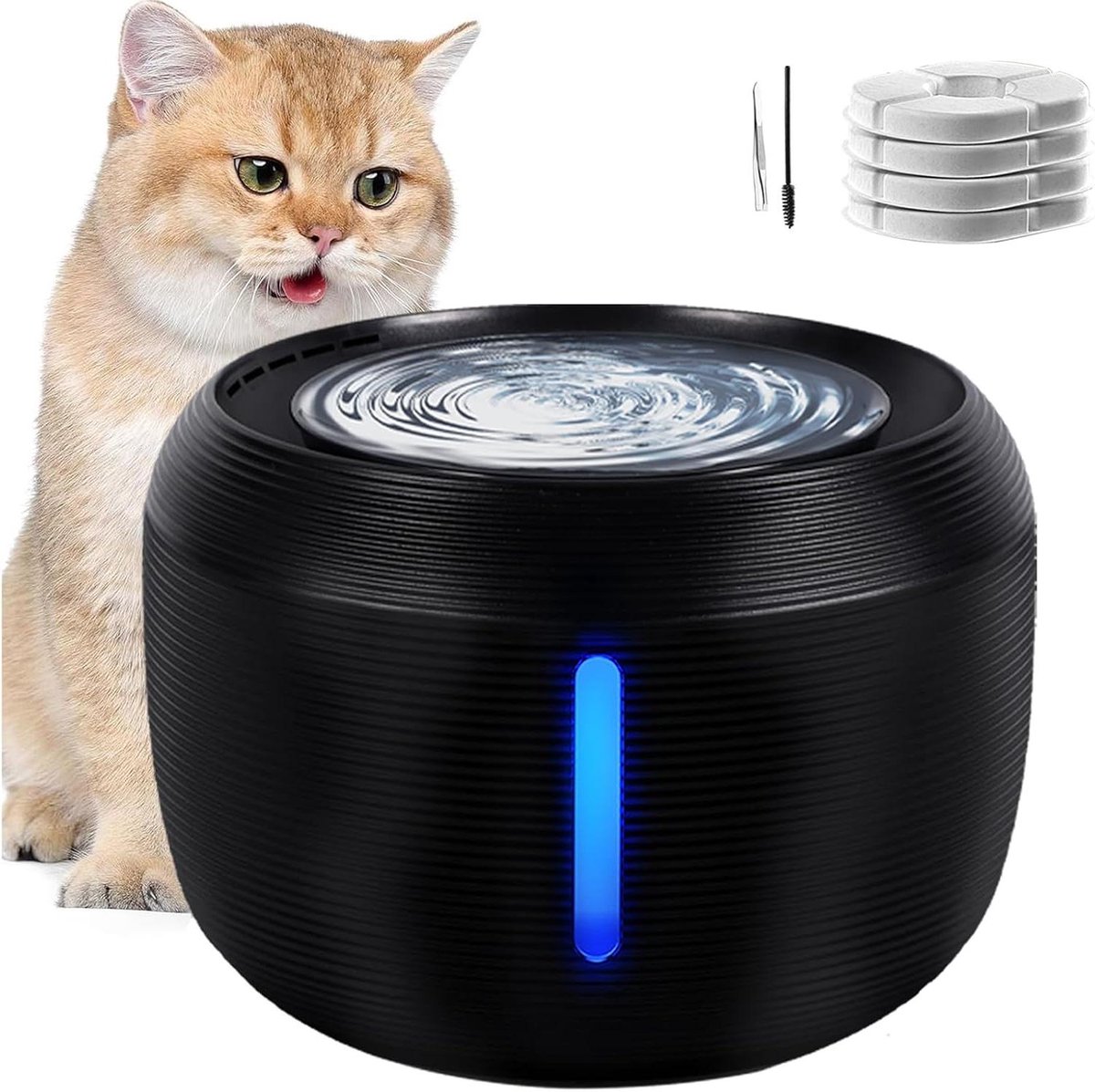 Katten Drinkfontein - Huisdier Waterbak - Verse Drank Bieden - Automatische Pompstop - 25 Liter - Zwart