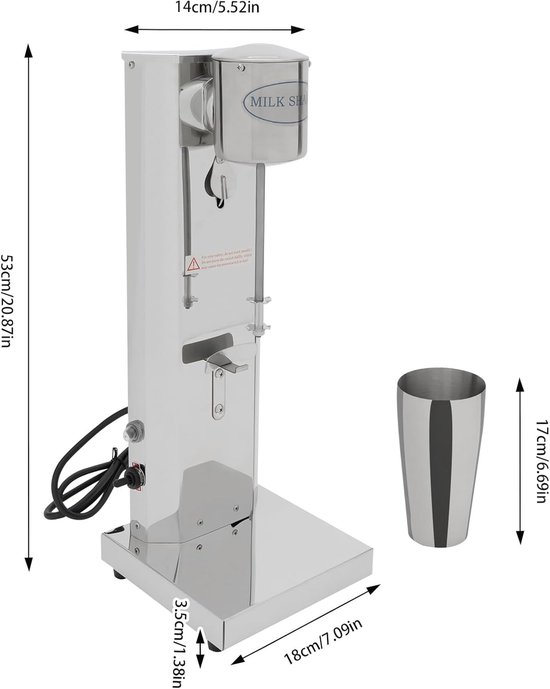 Milkshake machine - Smoothie blender - Dranken mixen - Twee snelheden - 650 ml beker - Zilverkleurig — afbeelding 5
