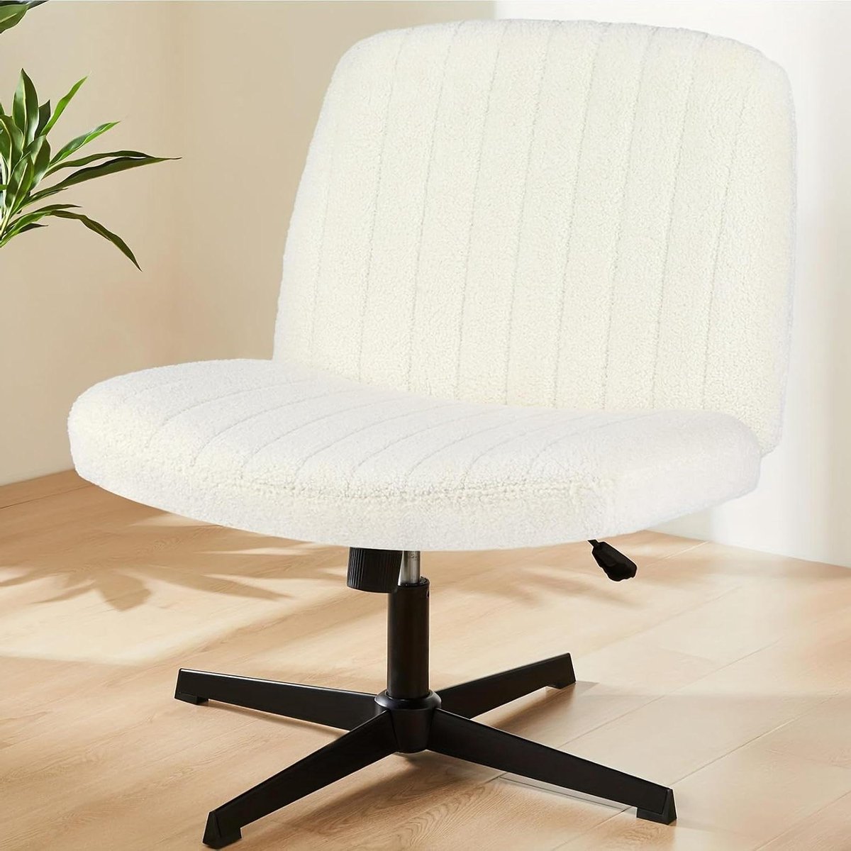 Comfortabele Brede Stoel - Verstelbare Bureastoel Vanity - Thuiswerken en Studeren - Crisscross Design Zonder Armen - Tot 159 kg