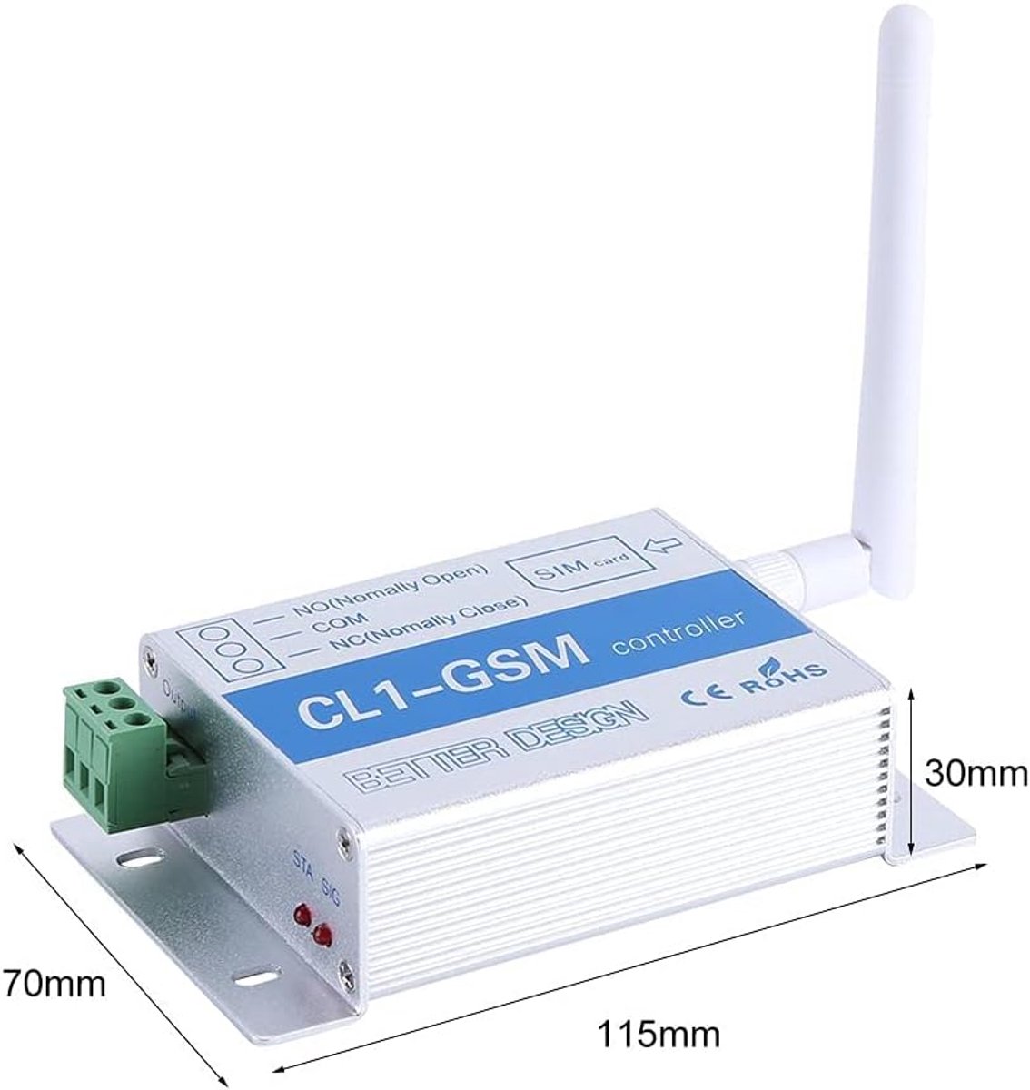 SnelShoppen - GSM Sim Remote Control Draadloze Afstandsbediening voor Slimme Huishoudelijke Apparaten, Alu Behuizing, Voor TV, Lampen, Router, Veiligh