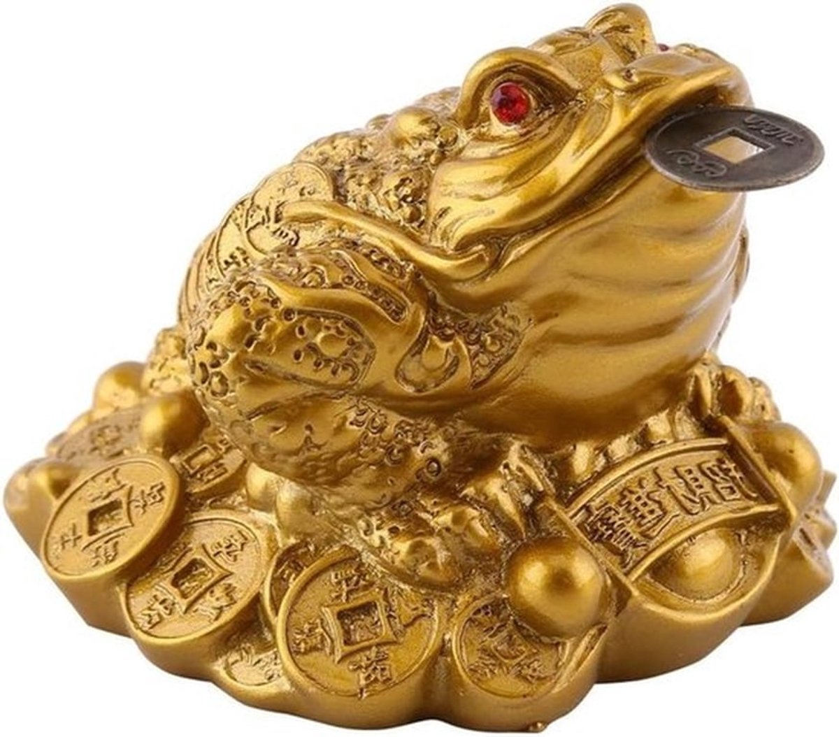 Feng Shui Geld Kikker van Messing, Geluksymbool voor Rijkdom en Thuisdecoratie, 6.5 x 6 x 5 cm, Perfect Cadeau voor Kantoor en Huis