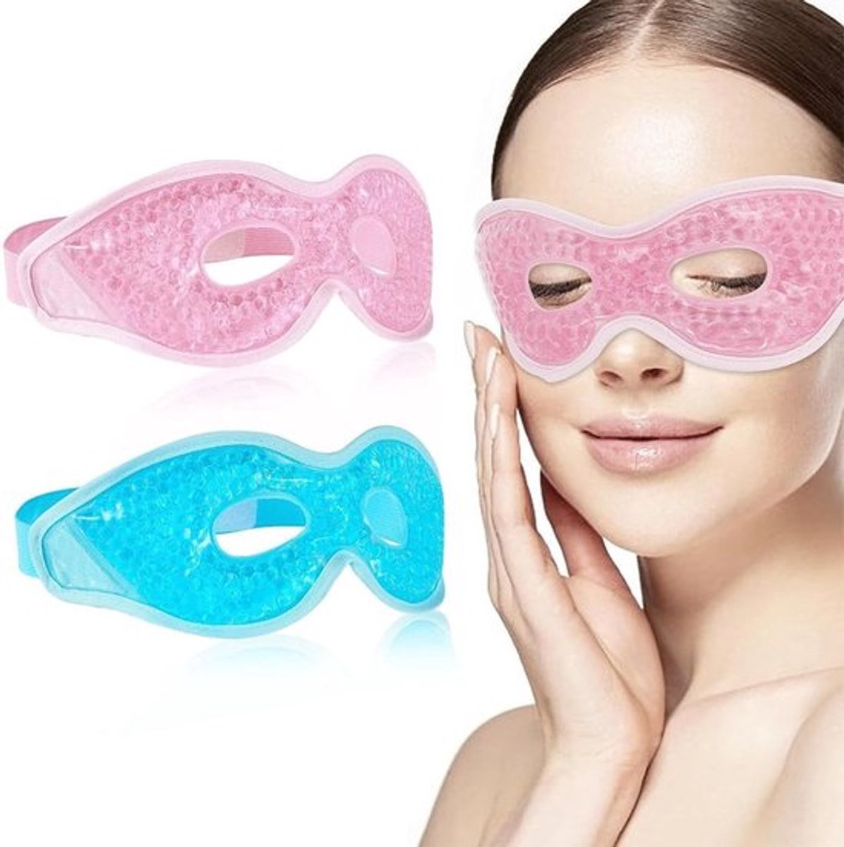Koelende Oogmaskers 2-Pack - Gel Oogmasker voor Warm en Koud Therapie, Verstelbaar en Geschikt voor Thuis, Kantoor en Reizen