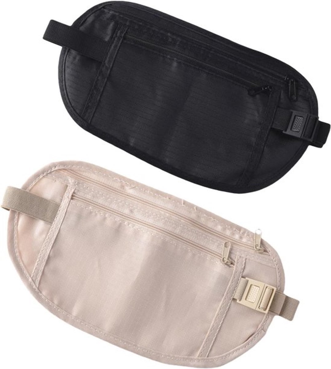 Reis Geldriem voor Dames en Heren - Waterdichte Anti-Diefstal Tas, Verstelbaar en Comfortabel voor Wandelen met Hond, Zwart en Khaki