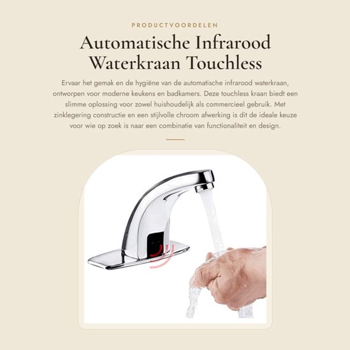 Waterkraan Automatisch - Touchless Wastafelkraan - Mengregelaars voor Warm/Koud Water - Zinklegering - Duurzaam - Waterbesparend - Kraan