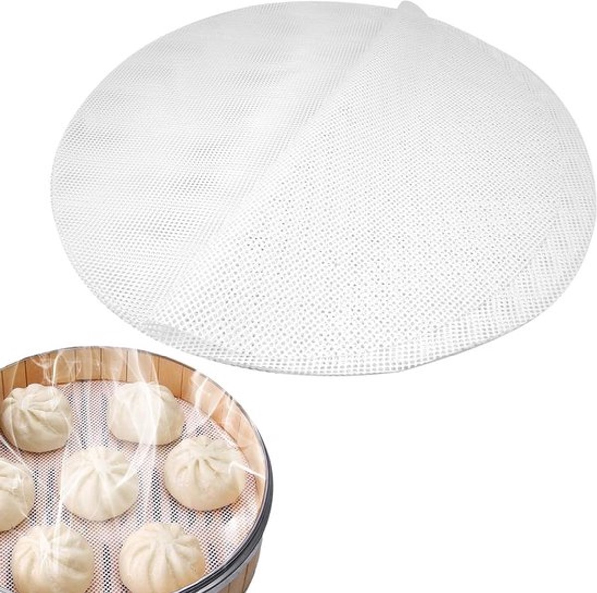 Set van 12 Herbruikbare Ronde Siliconen Stoommatten van 30 cm, Antikleef en Ideaal voor Dumplings en Stomen