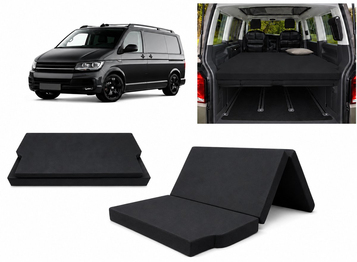 OdolPlusz Opvouwbaar Campermatras VW T5 T5.1 T6 T6.1 Multivan California Beach 148x186x7 cm Zwart