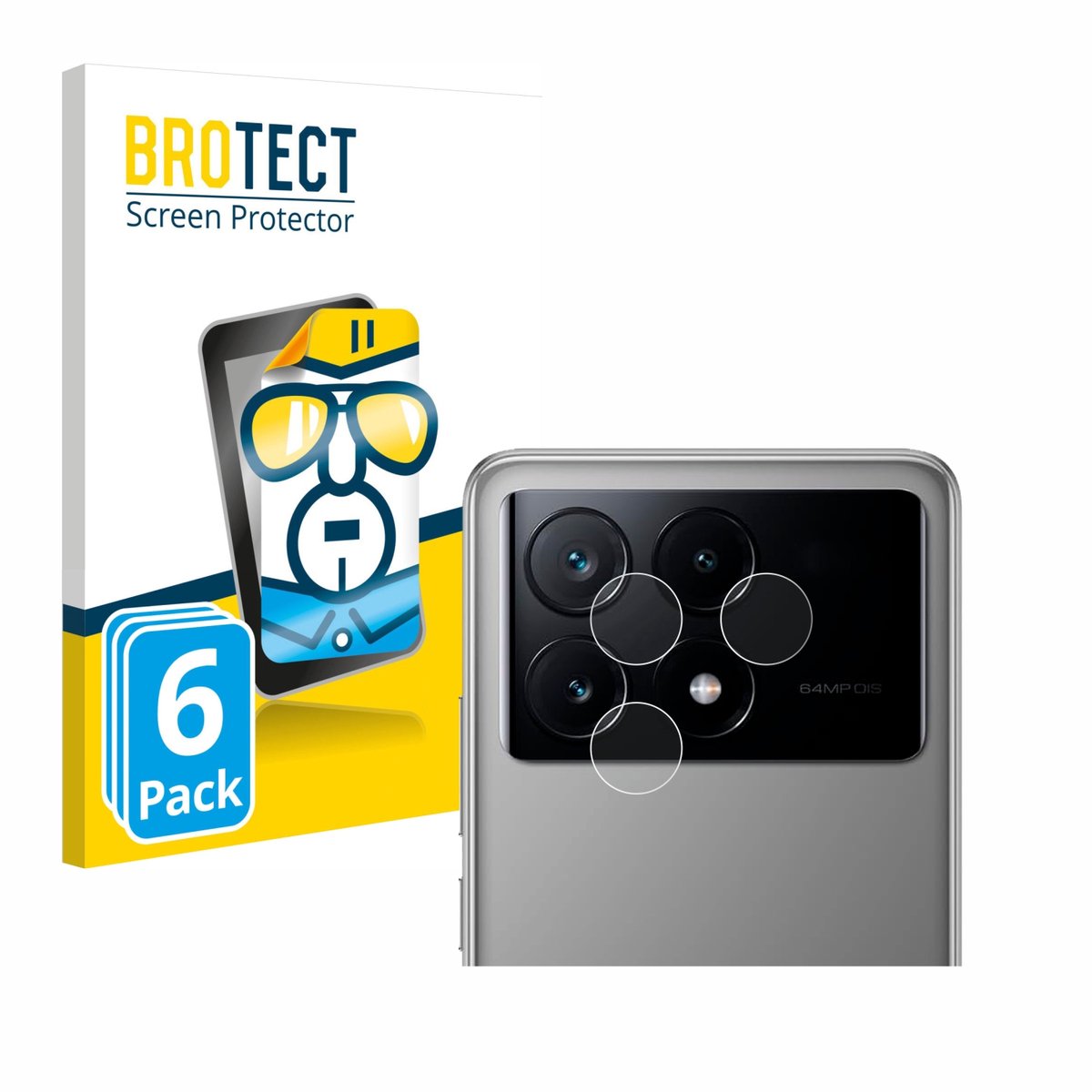 BROTECT - Screenprotector voor Xiaomi Poco X6 Pro (ALLEEN Camera Lens) - Folie Beschermfolie transparant 6 Stuks