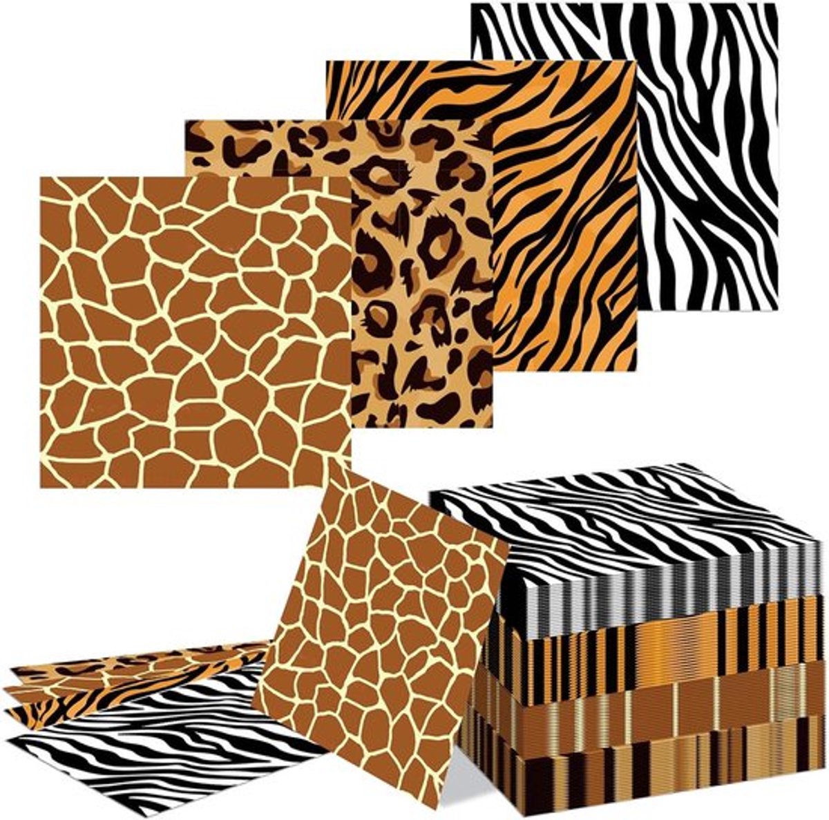 80 Stuks Safari Dieren Servetten met Tijger, Zebra en Giraffe - Jungle Themed Feestaccessoires voor Verjaardagsfeestjes en Kinderfeestjes