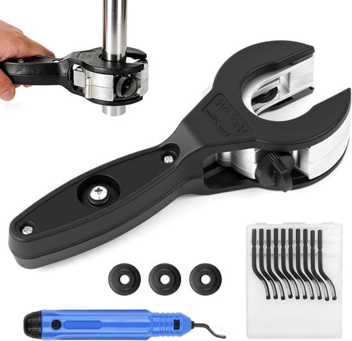Professionele Buisnijder voor RVS, Koper, Plastic en Aluminium - Ratchetset 8-29 mm, Precisie Buissnijmachine