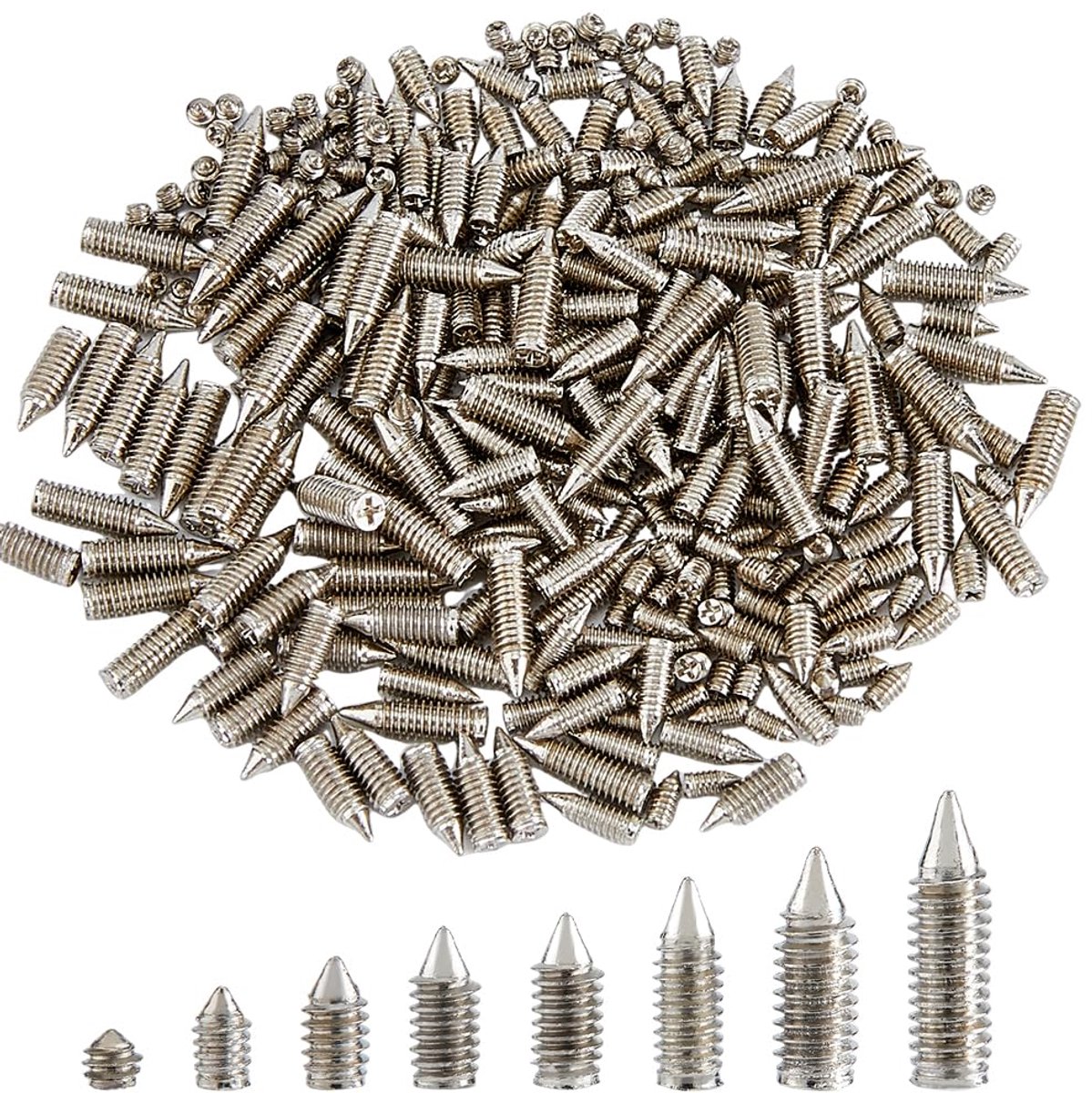SnelShoppen - 240 Stuks Schroeven Set van 8 Maten Punt Schroeven van Koolstofstaal Assortiment voor Handwerk, Leren Accessoires, Tas, Ceintuur