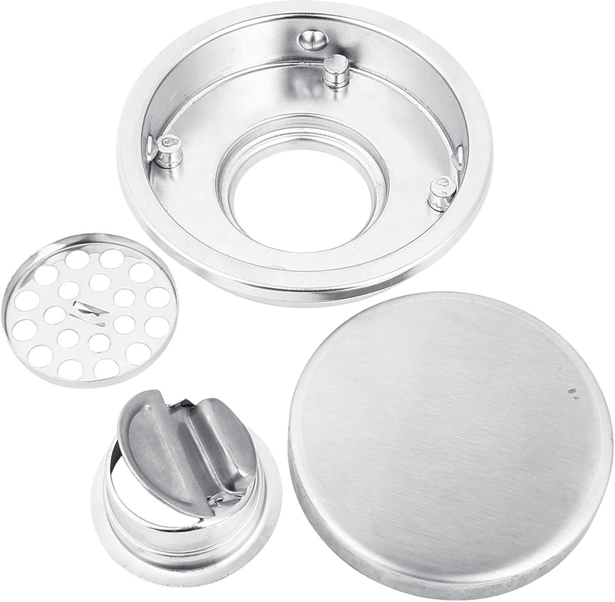 SnelShoppen - Ronde RVS Douche Afvoer met Grote Afvoerdiameter, Afvoer met Rooster, Vlekafdekking en Filternet voor Badkamer, Toilet, Wasruimte, Balko