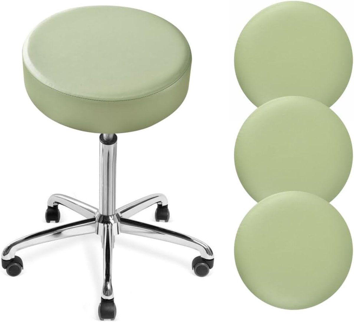 SnelShoppen - 4 Stuks Ronde Stoelkappen PU Leer, Waterdichte Zitkussenhoezen met Elastische Band voor 30-36 cm Ronde Stoelen, Perfect voor Keuken, Bar