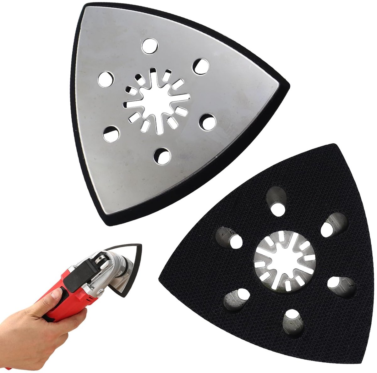 Triangular Schuurplaten 93 mm - Roestvrij staal - Perforated - Geschikt voor hout en metaal - ShopVlot
