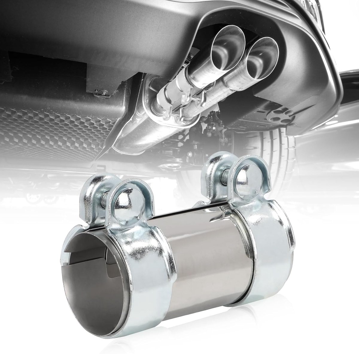 Uitlaatklem Ø 55 mm - RVS - Dubbel met bevestigingsschroeven - Voor uitstekende afdichting - ShopVlot