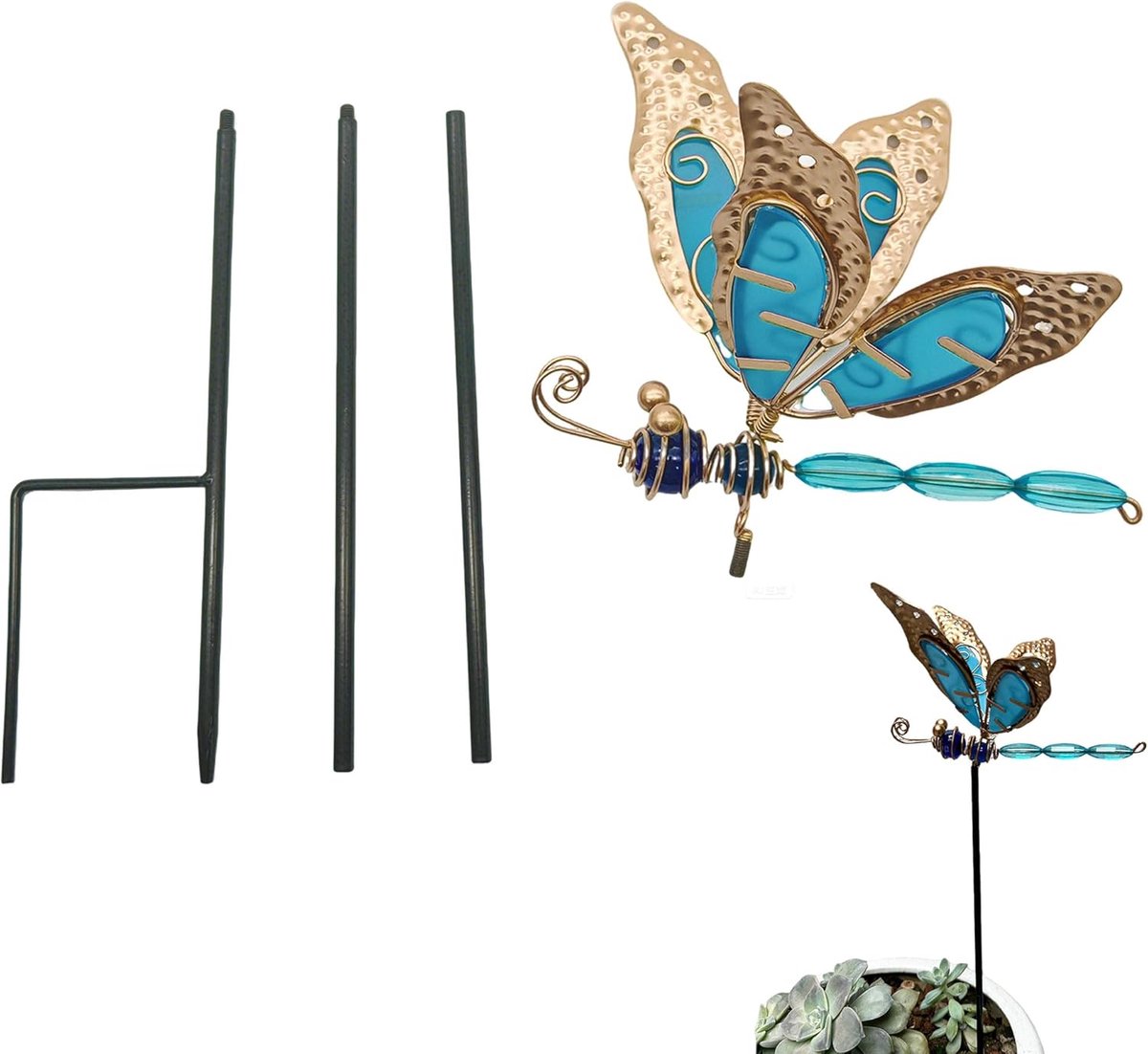 SnelShoppen - IJzeren Vlinder Decoratie voor de Tuin - Retro Wrought Iron Tuinpolen - Decoratieve Vlinder Posts voor Courtyard, Tuinfeest, Lawn en Cou