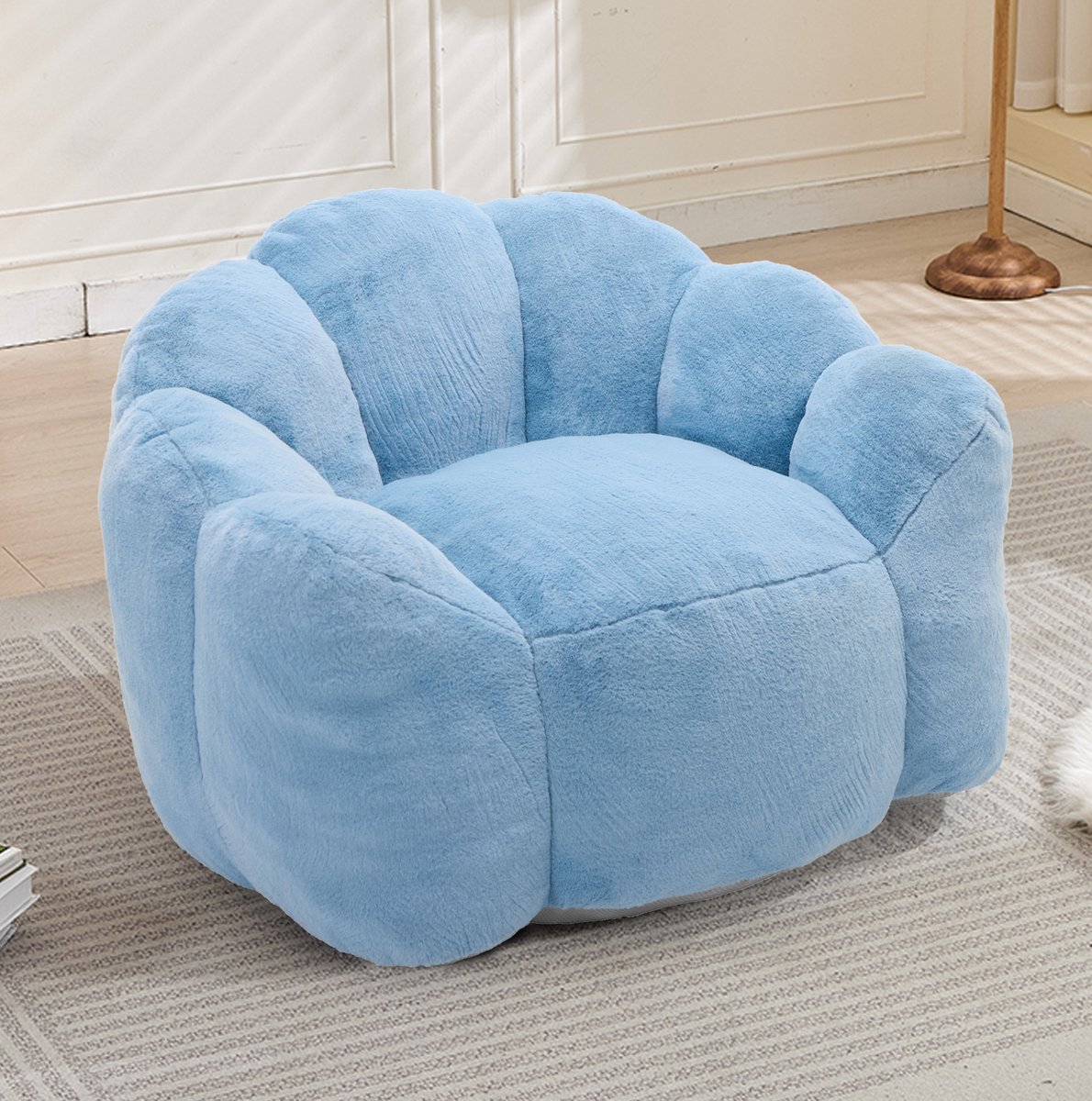 MIVRAY Zitzak Fauteuil 111 X 101 X 68 Cm Zacht Pluche Met Rugleuning Voor Volwassenen Voor Woonkamer En Slaapkamer Blauw