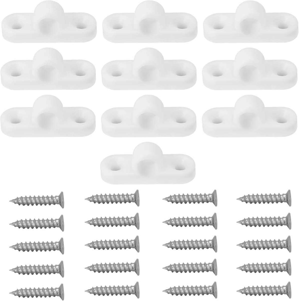 SnelShoppen - 10 Stuks Horizontale Plastic Luifelogen Set 44mmx15.5mm met 20 Schroeven Geschikt voor Bevestiging van Luifel Frame aan Caravan
