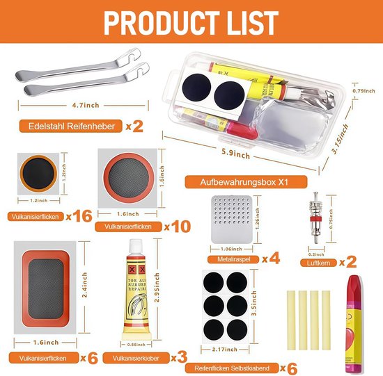 Fietsband Reparatie - Lekke Band Set - Onderweg Reparen - Compleet Materiaal - 56 Delen - Multicolor — afbeelding 5
