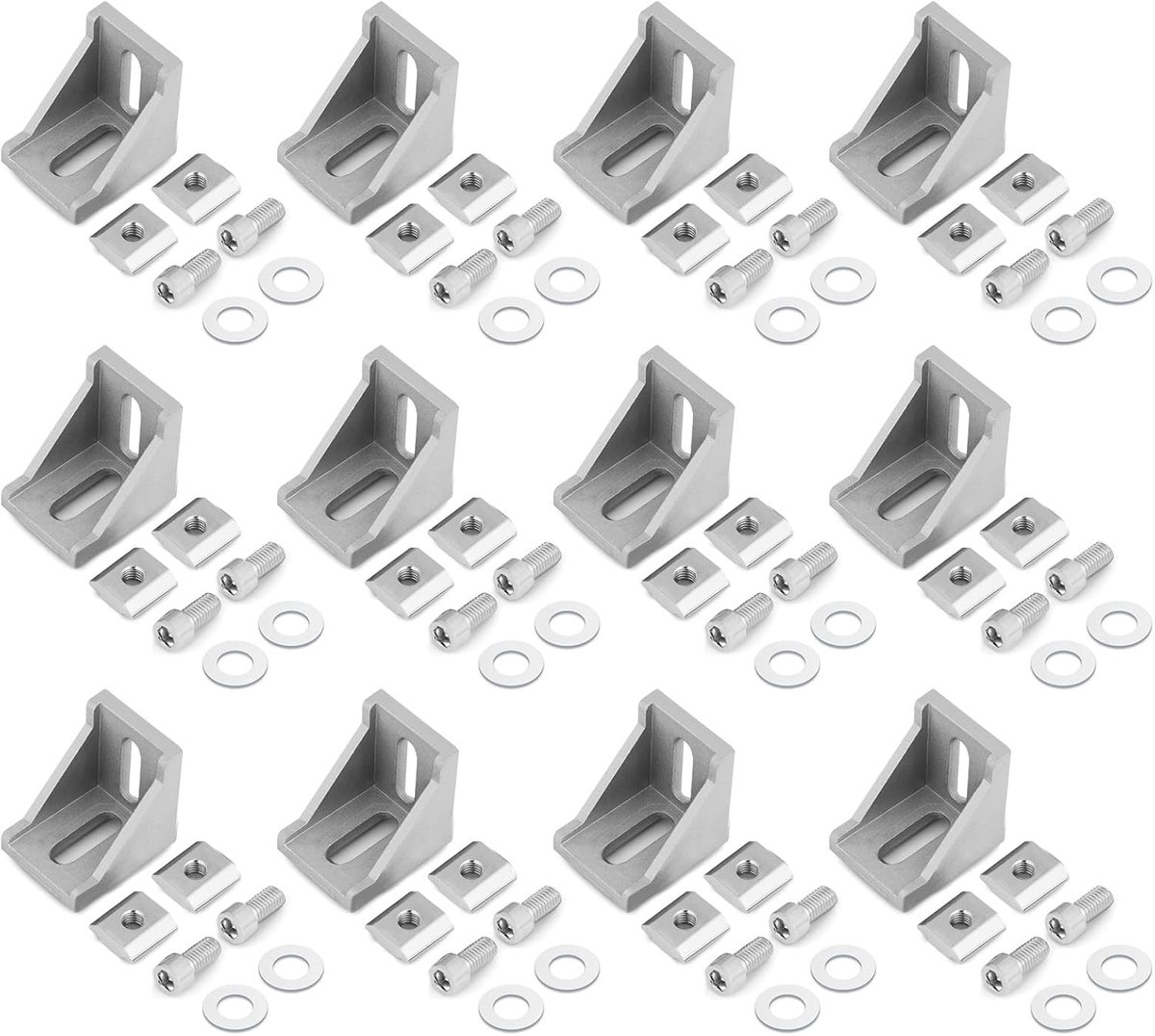 SnelShoppen - 12 Stuks Aluminium Hoekbeugels 3030 Serie, Zware Duurzame Weerbestendige L-Beugels voor DIY Meubelverbindingen, Ideaal voor Hoeken