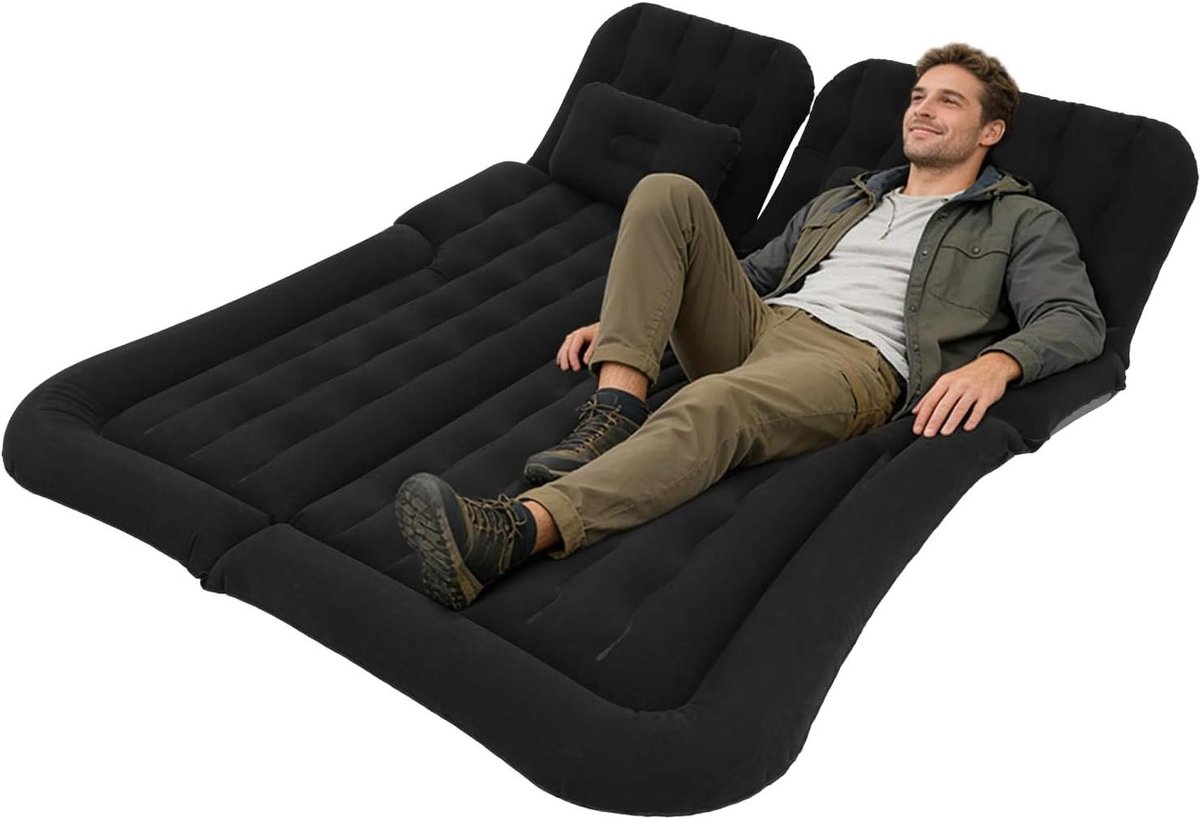 Auto luchtmatras - Autobed SUV - Comfortabel reizen - Met pomp en kussens - 170 x 120 cm - Zwart