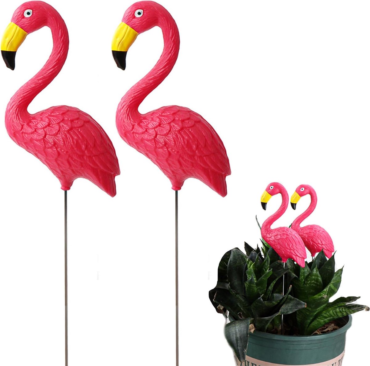 SnelShoppen - 2 Stuks Simulatie Flamingo Hars Ornament Tuin Decoratie Roze Flamingo Tuin Ornamenten voor Buiten en Tuin