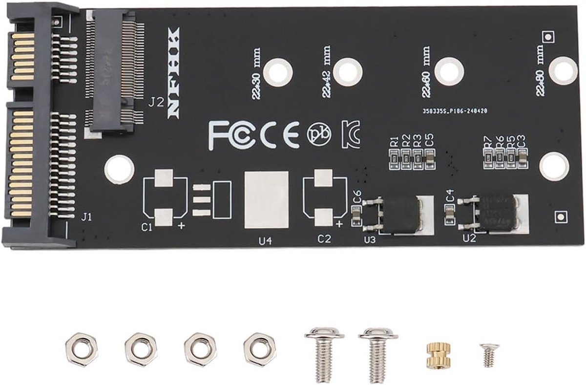 SnelShoppen - M.2 SATA Adapter Raiser B+M Key M.2 NGFF SSD naar 2.5 SATA3 Adapter Kaart voor 2242 2260 2280 M.2 NGFF SSD - Ideaal voor Upgrade van Ops