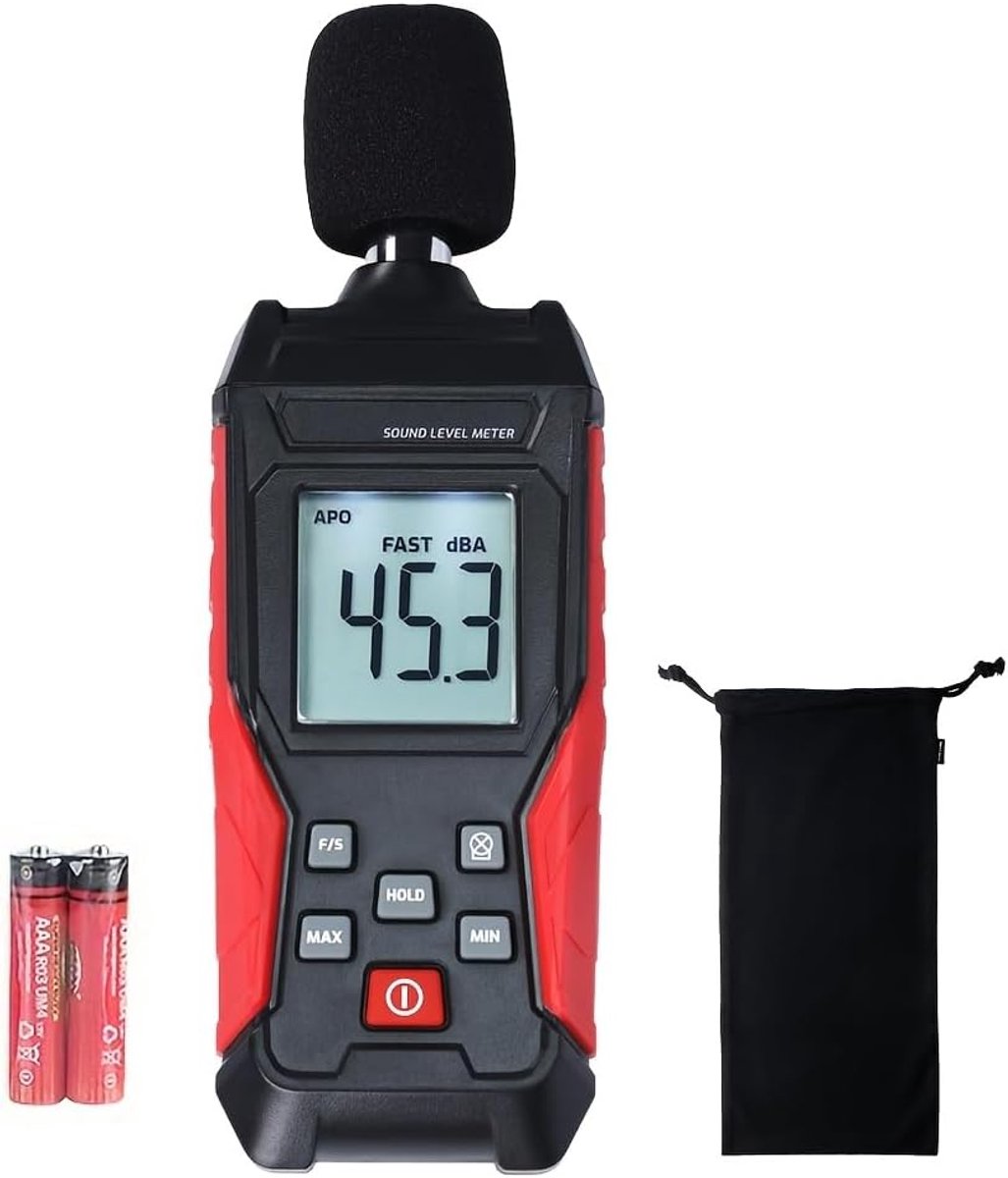 Yiko Sound Level Meter Digital Volume Device Portable 35 dB to 130 dB with Backlit LCD Display Device Meter Max/min - ShopVlot