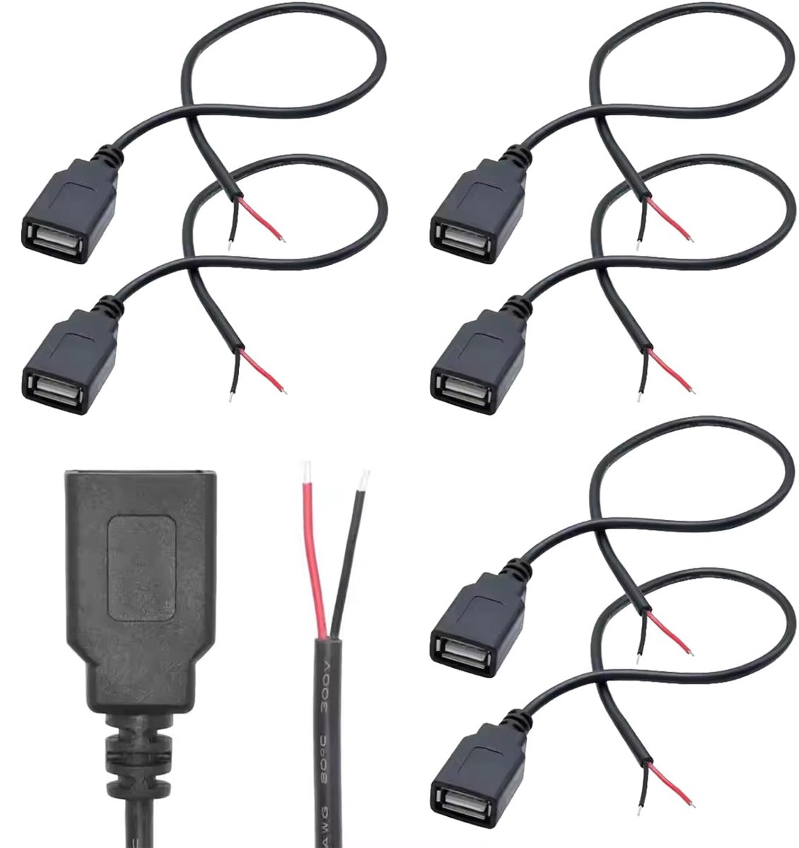 USB verbinding kabel 30 cm - 2-pin 2.0 - 5 V 3 A - data en stroom voor apparaten - ShopVlot