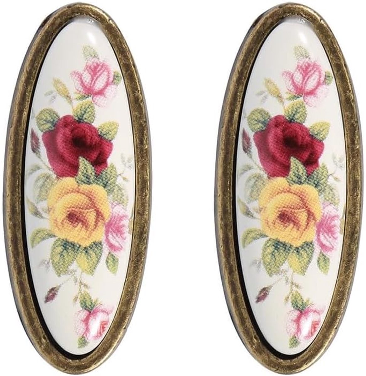 Antique Cupboard Handle, Antique Rural Floral Pattern, Bronze Ceramic, Cabinet Handles, Door Handle, Vintage Drawer - ShopVlot