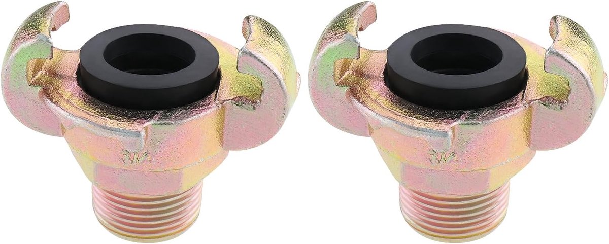 SnelShoppen - 2 Stuks Q Type Klauwkoppeling 3/4" BSP Dubbele Vergrendeling Carbon Staal Gegalvaniseerd Geschikt voor Geka Type Waterkoppeling