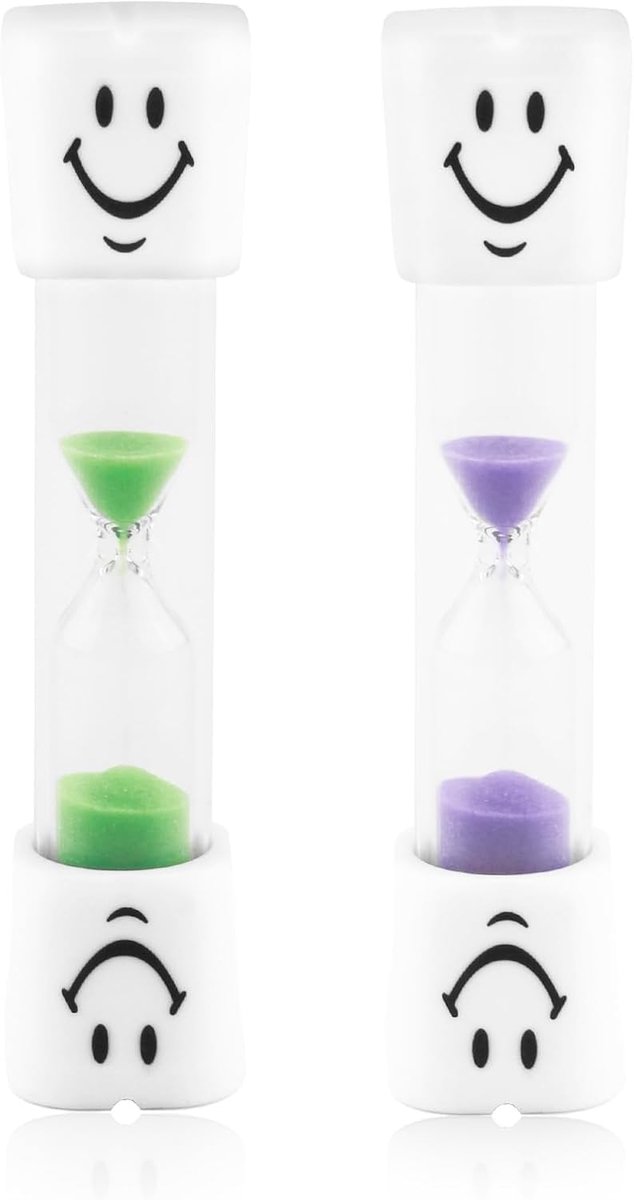 SnelShoppen - Smiling Hourglass voor Kinderen, Zandtimer 3 Minuten Voor Tandenpoetsen, Glimlachend Uurglas Klok voor Mondhygiëne, Keuken Gebruik, 2 St