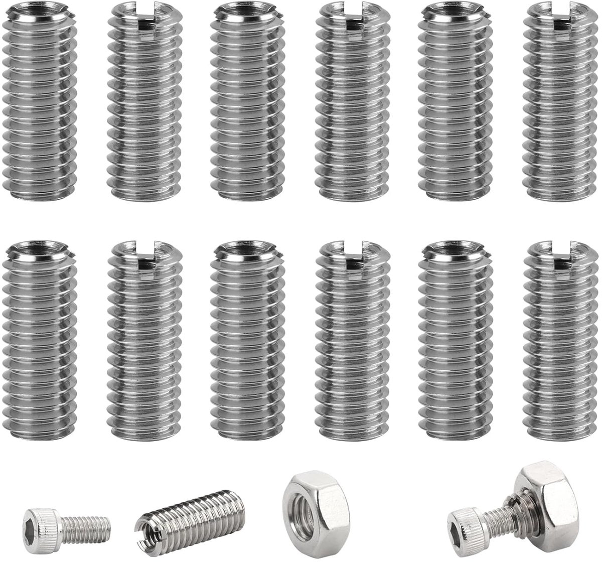 SnelShoppen - 12 stuks M6 naar M4 Draadbussen, Schroefmoer M6 Draadinvoegen Reparatieset, M6 Metaal Draadbushes voor Auto's, Stoomturbines en Mechanis