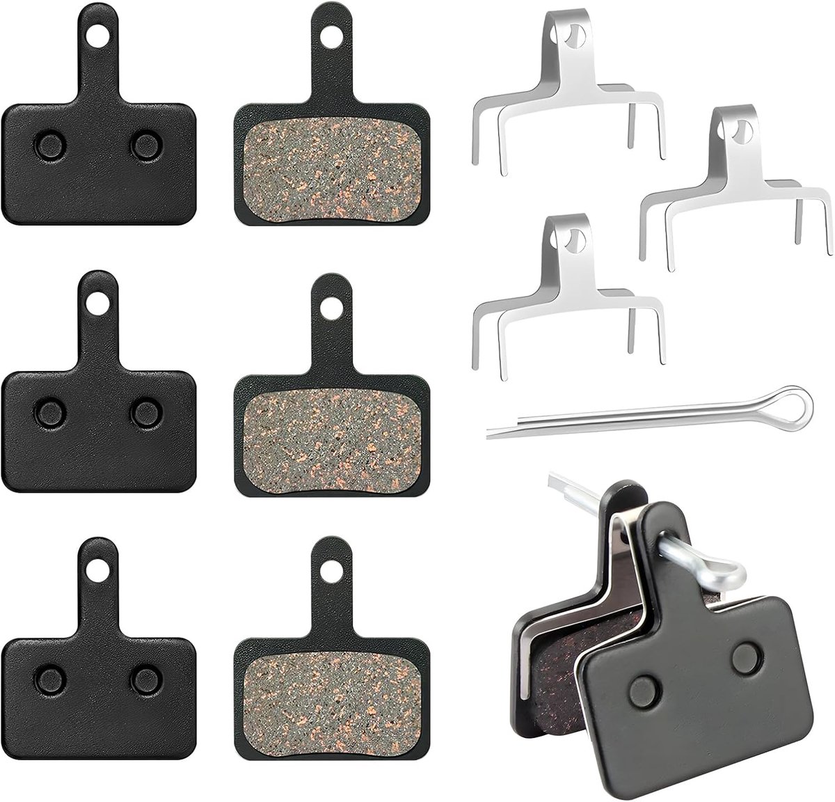 SnelShoppen - 4 Paar Fietskleppen Schijfrem Pads voor Shimano B01S B03S B05S MTB Stadfietsen, Remblokken Schijfrem Inclusief Pennen en Veertjes