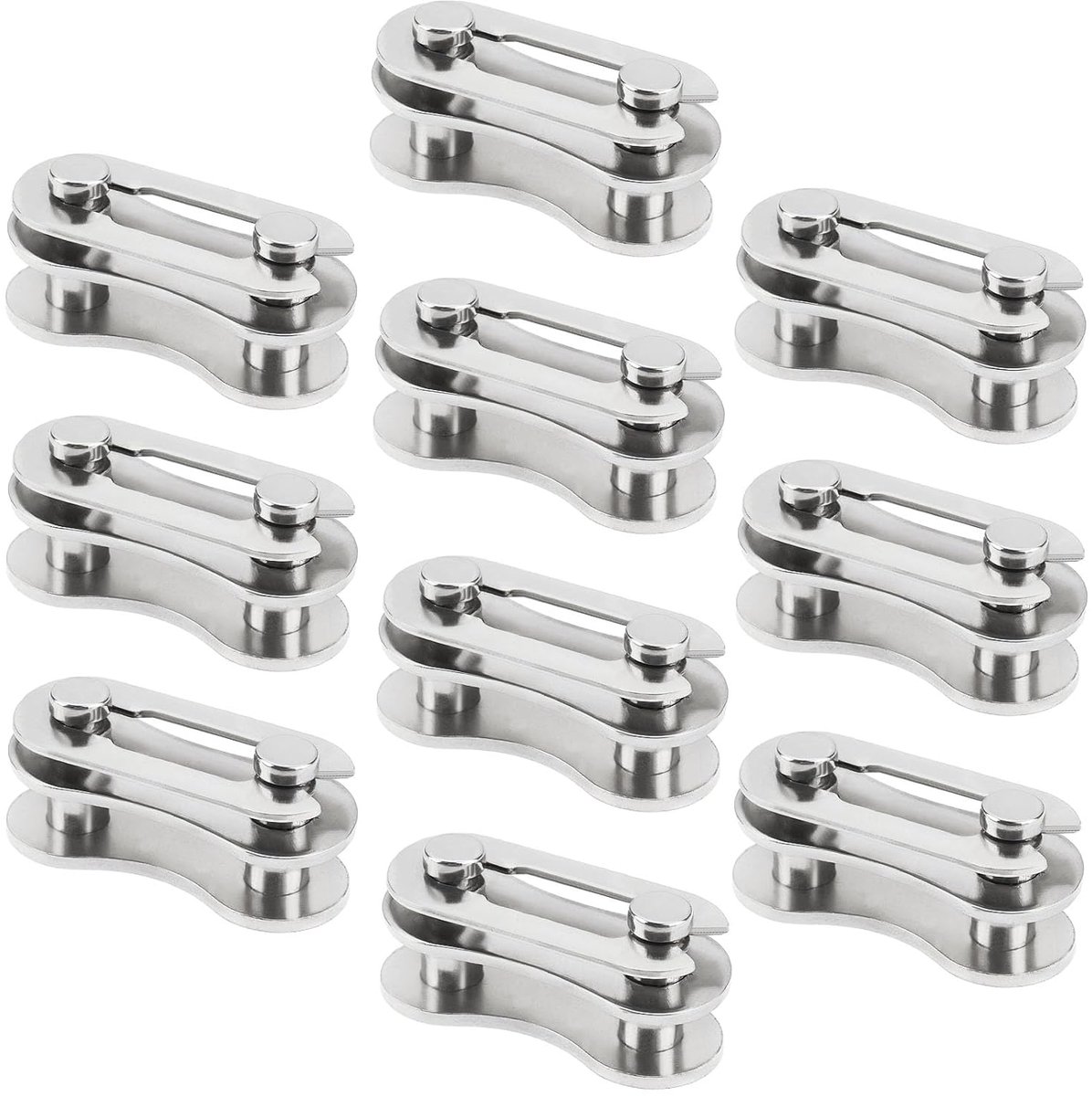 SnelShoppen - 10 Sets Fietsketting Koppeling Split Connector Pin 12.5mm Afstand 3.5mm Dikte 9mm Geschikt voor 1-3 Versnellingen Fietsen - Zilver