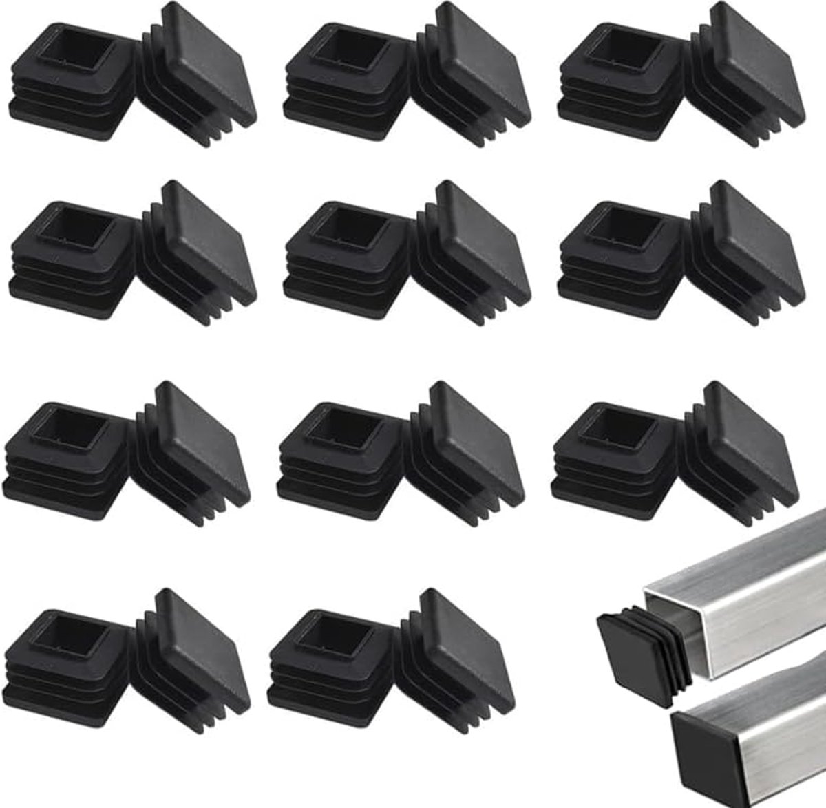 Vierkante buisstoppen 30 x 30mm - kunststof - UV-bestendig - voorkomt roest en slijtage - ShopVlot