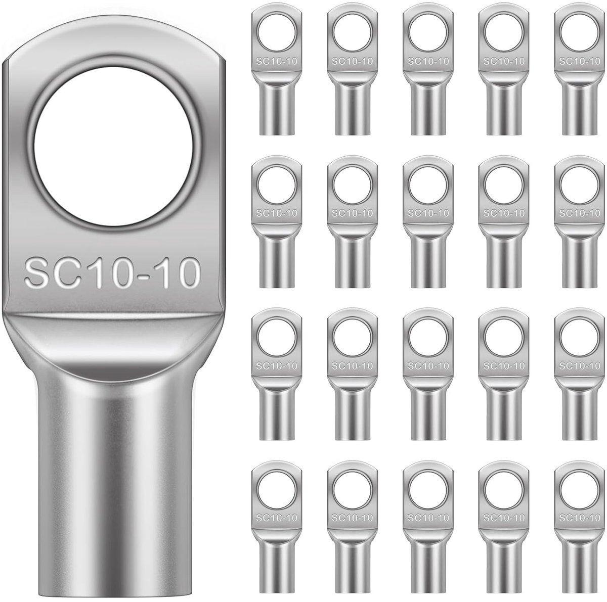 SnelShoppen - 20 Stuks Tinned Copper Terminals Connectors, SC10-10 Accu Ring Terminals, Koper Kabel Eindhulzen, Schroefgaat Crimp Terminals voor Elekt