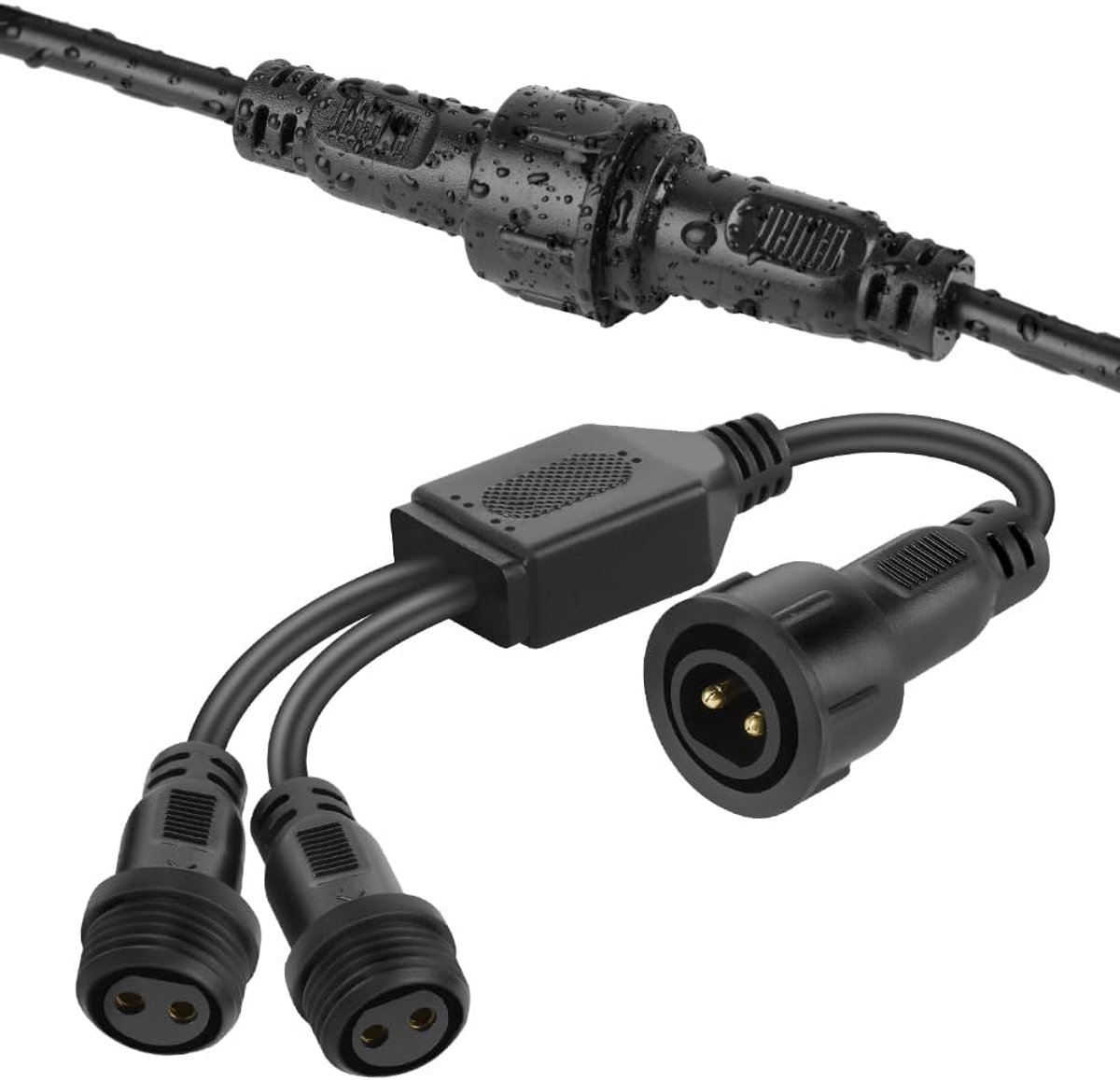 Splitter Connector for Christmas Lights, IP65 Waterproof 1 to 2 Y-shaped Two Pin Extension Cable Connectors for - ShopVlot