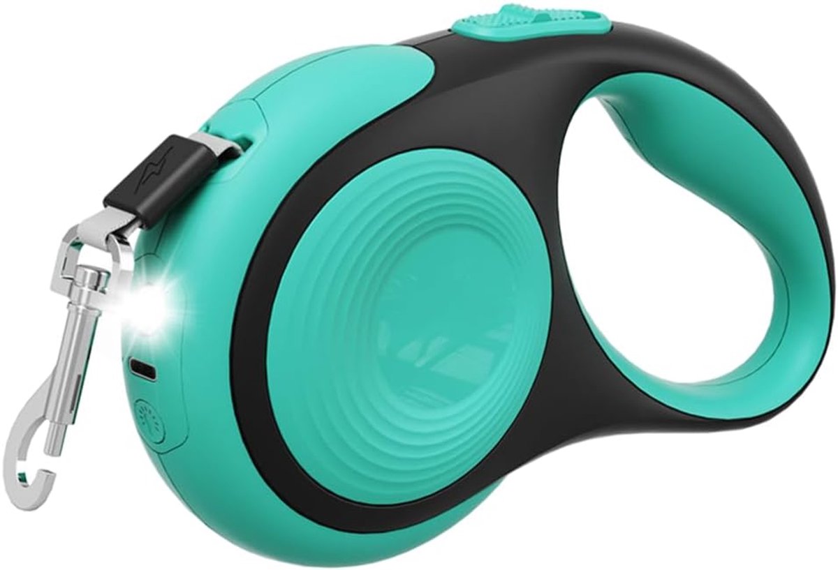 SnelShoppen - Hondenlijn met LED Licht, 3/5 m Uittrekbare Hondenlijn, 360° Draai Vrij, Uitbreidbare Lijn met Comfortabele Grip, Voor Kleine en Middelg