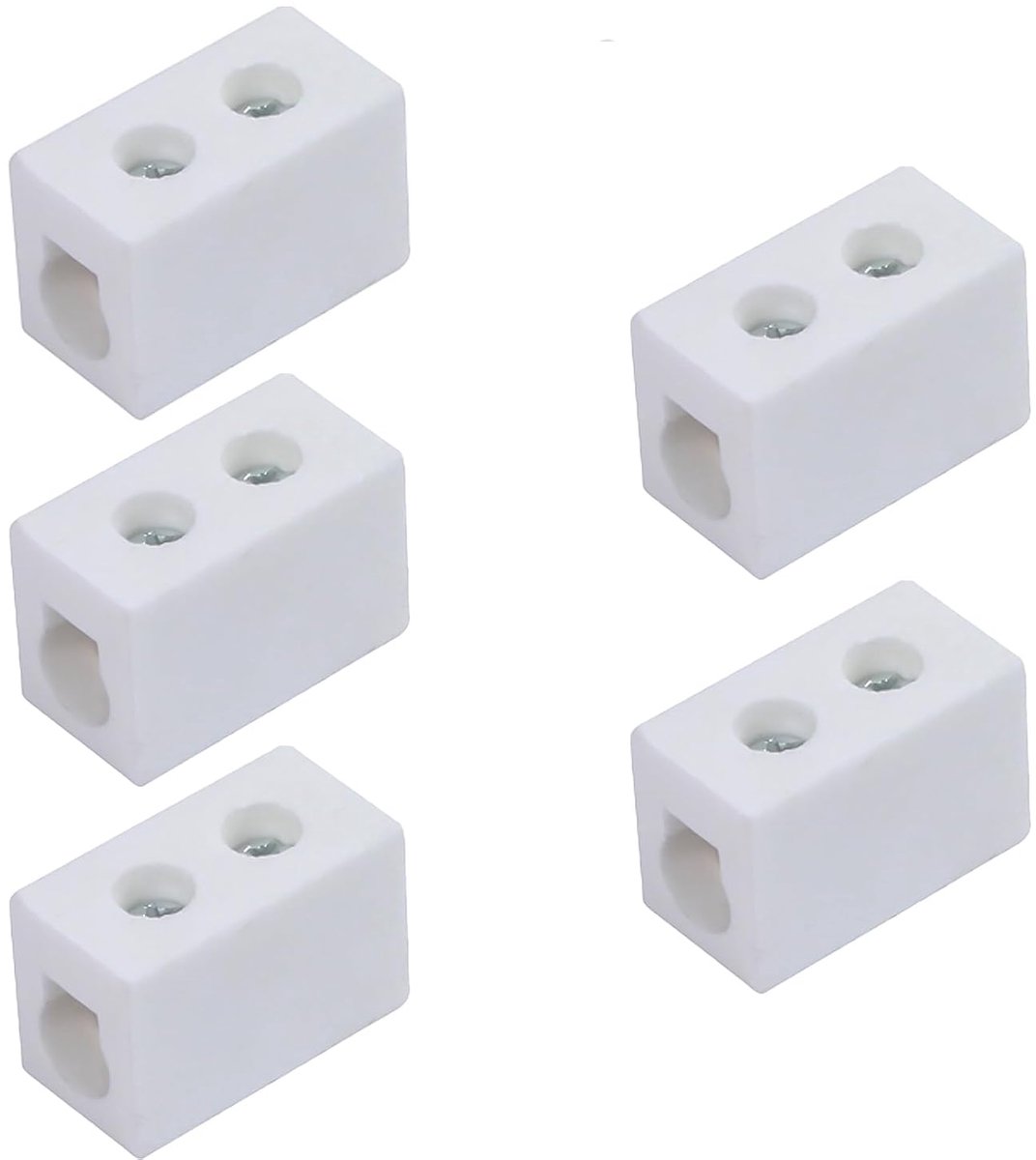 SnelShoppen - 1 x Keramische Kabelbinder 60 A, 250 V, Porseleinen Connector met 8-10 mm Invoergat voor Elektrische Kabels, Hoogwaardige Materiaal, 5 S
