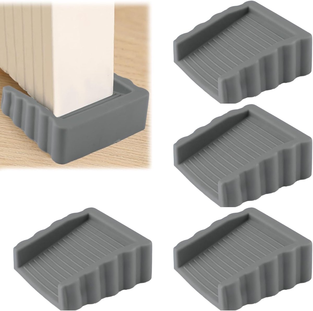 SnelShoppen - 4 Stuks Deurstoppers - Premium Rubber Deurwiggen - Stevige Deurstoppers voor Thuis, Kantoor, Studentenhuis, Klaslokaal, Garage - Grijs