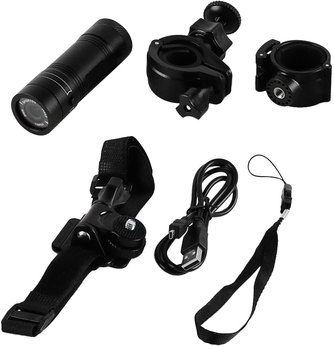 SnelShoppen - Fiets- en Motorcamera 1080P Sportcamera met 120 Graden Hoek, Ultra Kleine Dashcam voor Buitenactiviteiten, Aluminium Design