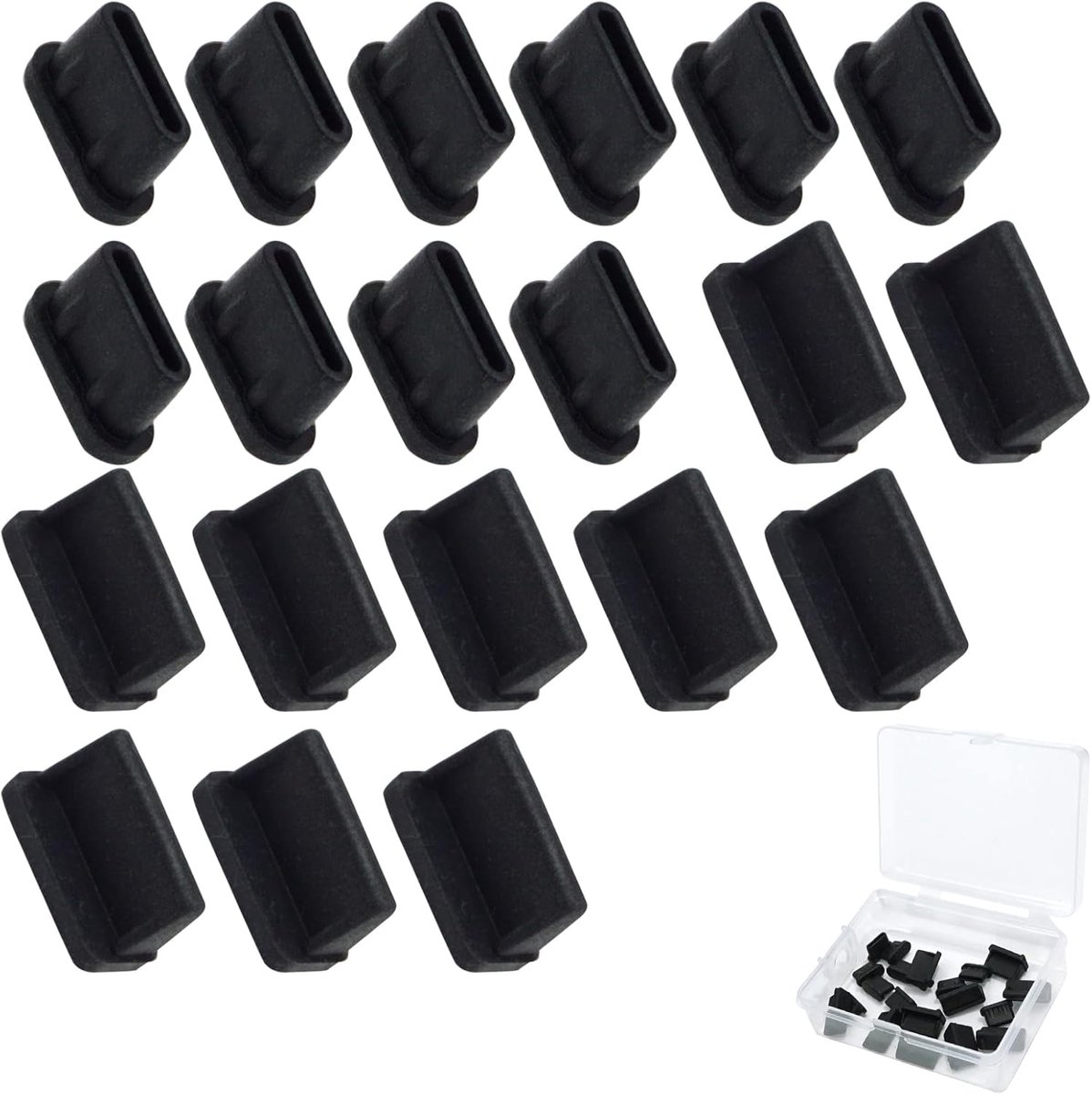 SnelShoppen - Combi-pack USB-C en USB-A port covers - 10 x USB-A en 10 x USB-C stofdoppen in zwart - optimale bescherming voor USB-poorten tegen stof