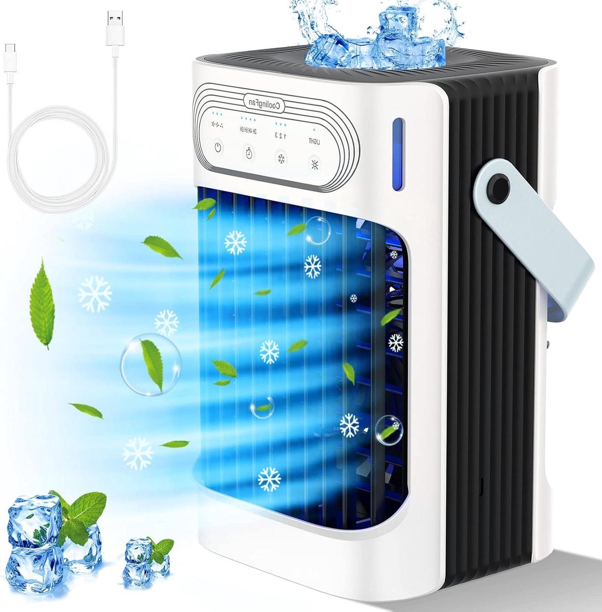 Draagbare Air Cooler - Mini Airco - Persoonlijke Koeling - 800ml Watertank - 3 Snelheden - Wit